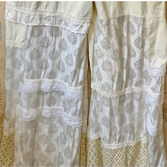 Free People Patchwork Overall Jumpsuit Crochet Lace Wide Legs Ivory - Picture 6 of 6